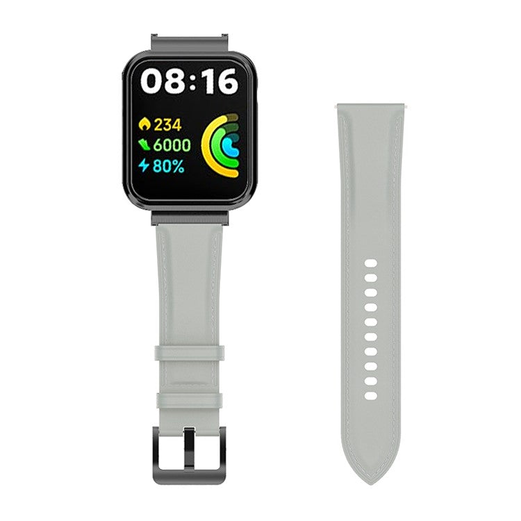For Xiaomi Redmi Watch 2 Lite Replacement Genuine Leather Strap Adjustable Watch Band - Grey