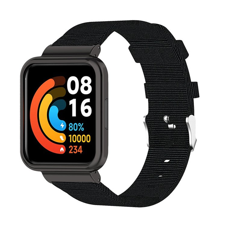 For Xiaomi Redmi Watch 2 Breathable Nylon Canvas Watch Band Replacement Watch Strap - Black Blue