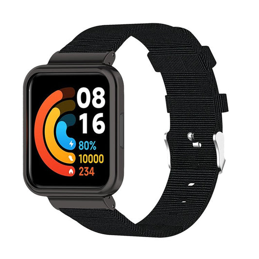 For Xiaomi Redmi Watch 2 Breathable Nylon Canvas Watch Band Replacement Watch Strap - Black Blue