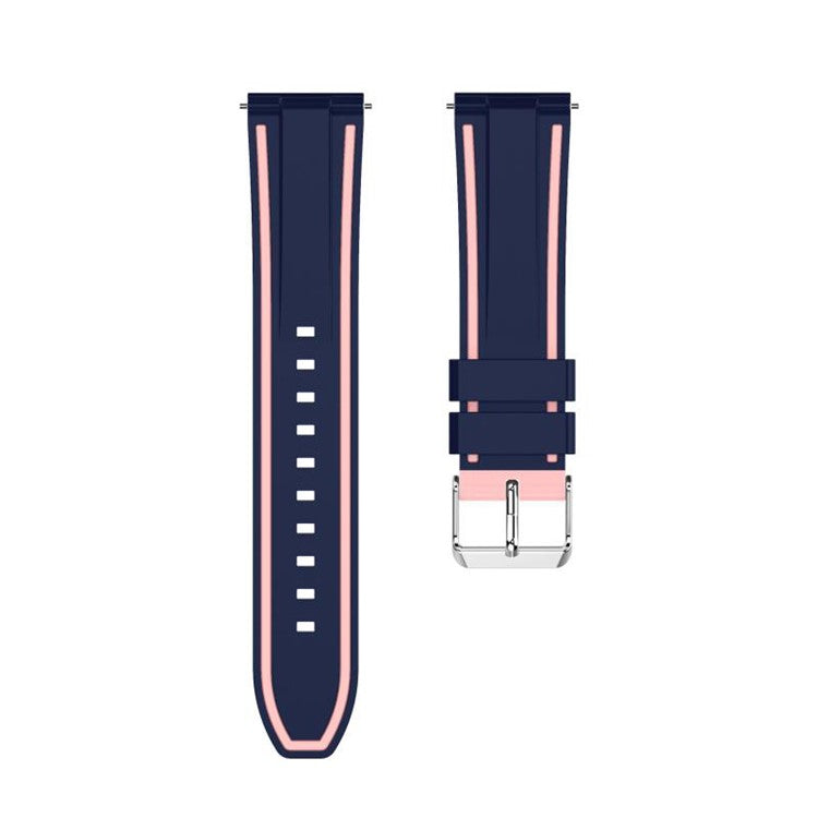 For Samsung Galaxy Watch3 45mm/Watch 46mm/Huawei Watch GT 46mm 22mm Silicone Watch Strap Soft Wristband with Buckle - Midnight Blue Pink