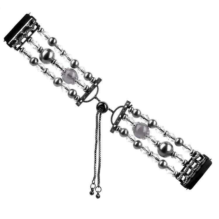 For Fitbit Versa/Versa 2/Versa Lite Fashion Agate Crystal Beads Slide Bracelet Watch Band Replacement for Women - Black