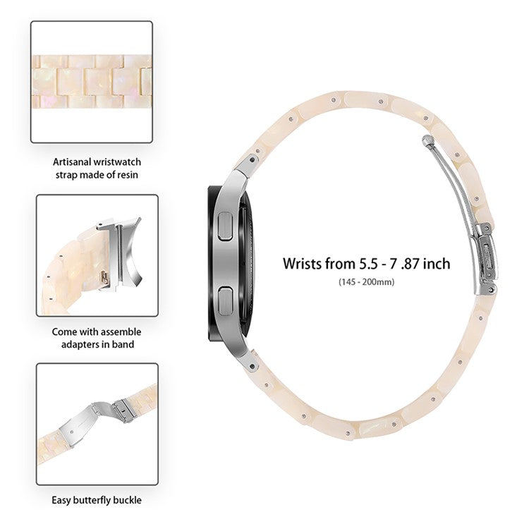 For Samsung Galaxy Watch4 Active 40mm/44mm / Watch4 Classic 42mm/46mm Smart Watch Strap Replacement Resin Wrist Band - Fluorescent White