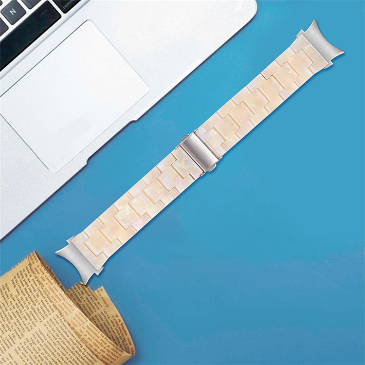 For Samsung Galaxy Watch4 Active 40mm/44mm / Watch4 Classic 42mm/46mm Smart Watch Strap Replacement Resin Wrist Band - Fluorescent White