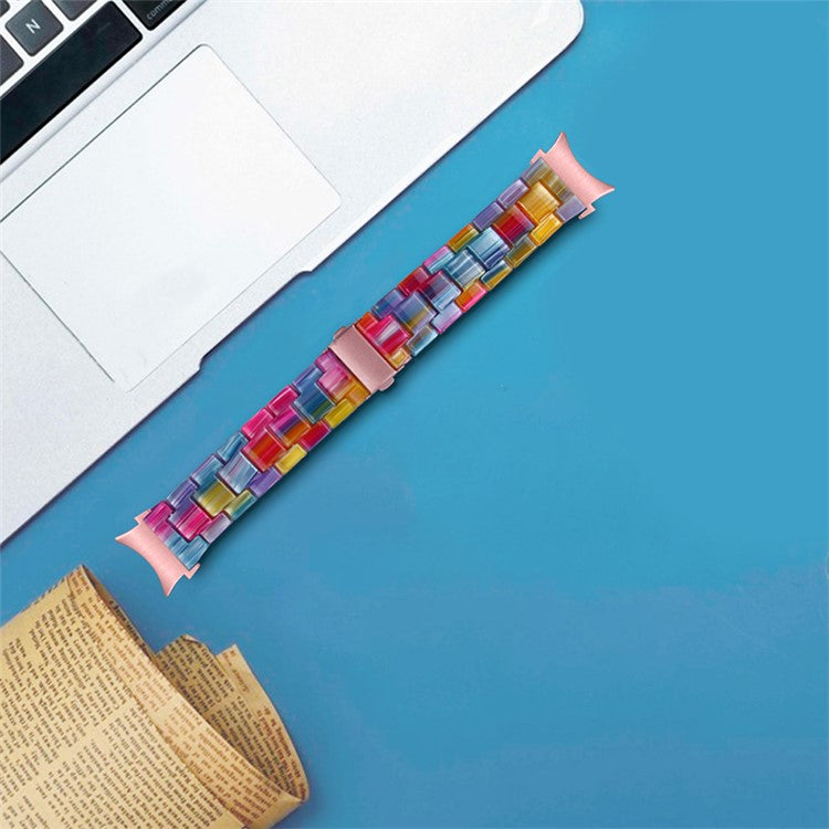 For Samsung Galaxy Watch4 Active 40mm/44mm / Watch4 Classic 42mm/46mm Stylish Resin Wrist Strap Smart Watch Replacement Band - Rainbow