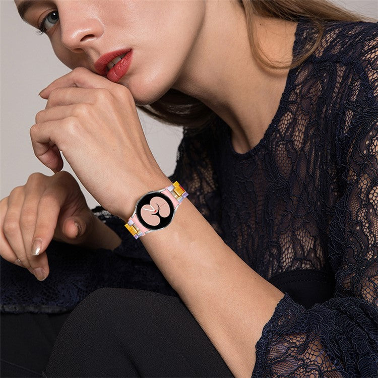 For Samsung Galaxy Watch4 Active 40mm/44mm / Watch4 Classic 42mm/46mm Stylish Resin Wrist Strap Smart Watch Replacement Band - Rainbow