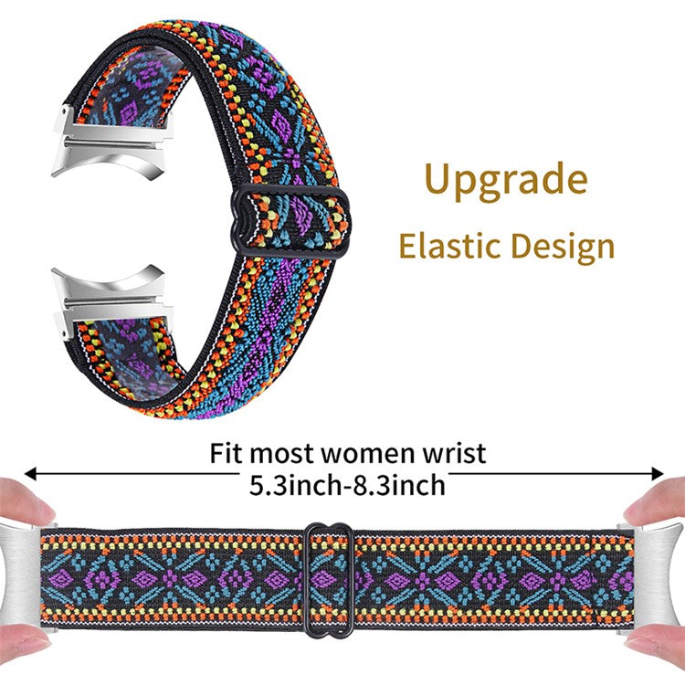 For Samsung Galaxy Watch4 Active 40mm/44mm / Watch4 Classic 42mm/46mm Elastic Woven Smart Watch Band Replacement Adjustable Wrist Strap - C