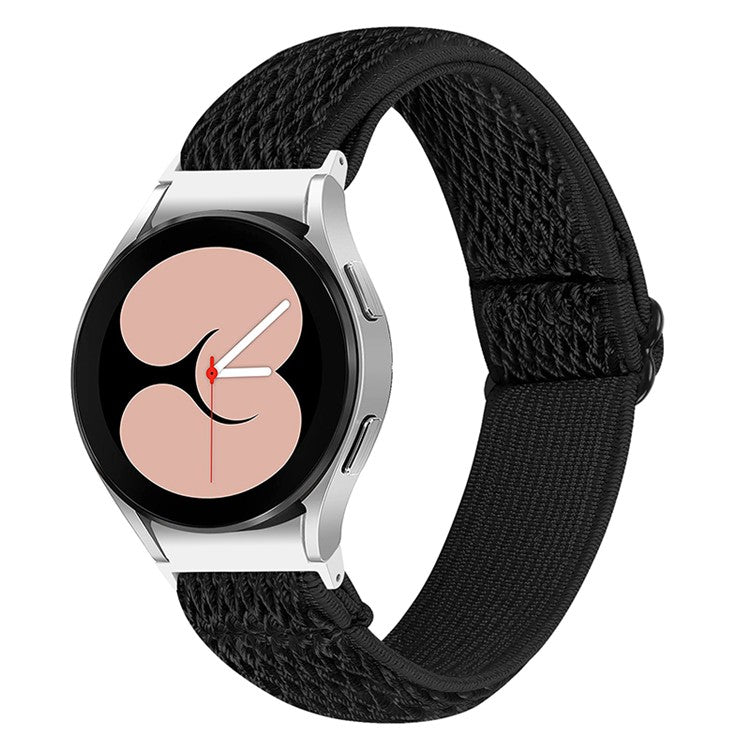 For Samsung Galaxy Watch4 Active 40mm/44mm / Watch4 Classic 42mm/46mm Replacement Strap Elastic Woven Adjustable Smartwatch Wrist Band - Black