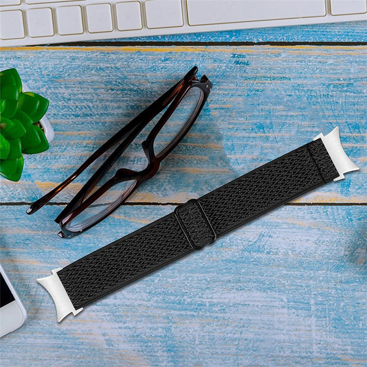 For Samsung Galaxy Watch4 Active 40mm/44mm / Watch4 Classic 42mm/46mm Replacement Strap Elastic Woven Adjustable Smartwatch Wrist Band - Black