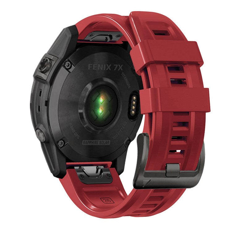 For Garmin Fenix 7 Soft Silicone Adjustable Watch Band Replacement Wrist Strap with Buckle - Dark Red