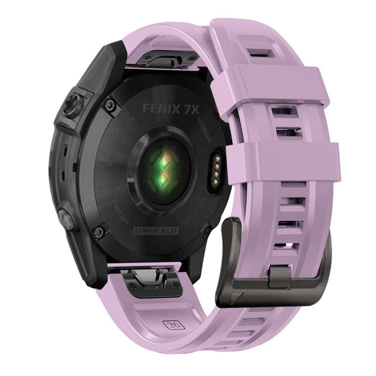 For Garmin Fenix 7 Soft Silicone Adjustable Watch Band Replacement Wrist Strap with Buckle - Light Purple