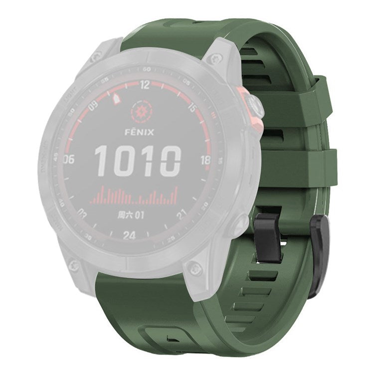 For Garmin Fenix 7X Wear-resistant Silicone Watch Band Replacement Adjustable Wrist Strap with Buckle - Army Green
