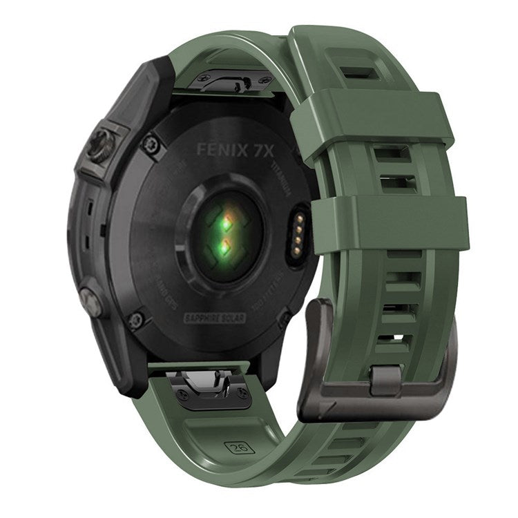 For Garmin Fenix 7X Wear-resistant Silicone Watch Band Replacement Adjustable Wrist Strap with Buckle - Army Green