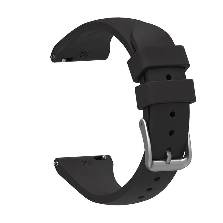 For Samsung Galaxy Watch3 45mm/Gear S3 Classic/Huawei Watch GT 2e/GT 2 46mm/Honor Magic 22mm Silicone Watch Band Quick Release Wrist Strap with Buckle for Sports Watch - Black