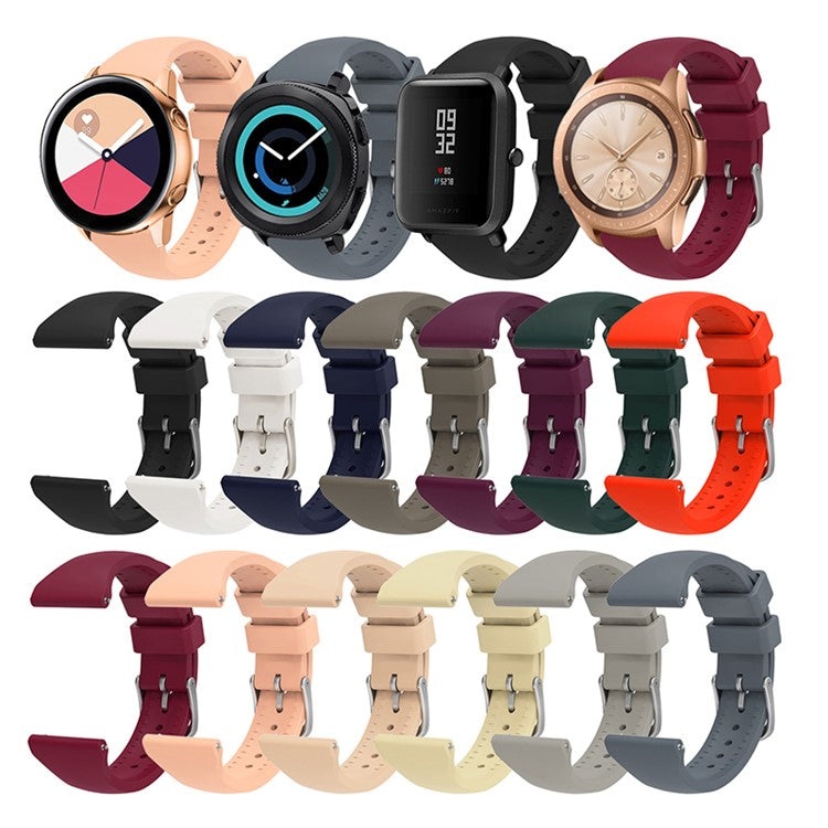 For Samsung Galaxy Watch3 45mm/Gear S3 Classic/Huawei Watch GT 2e/GT 2 46mm/Honor Magic 22mm Silicone Watch Band Quick Release Wrist Strap with Buckle for Sports Watch - Black