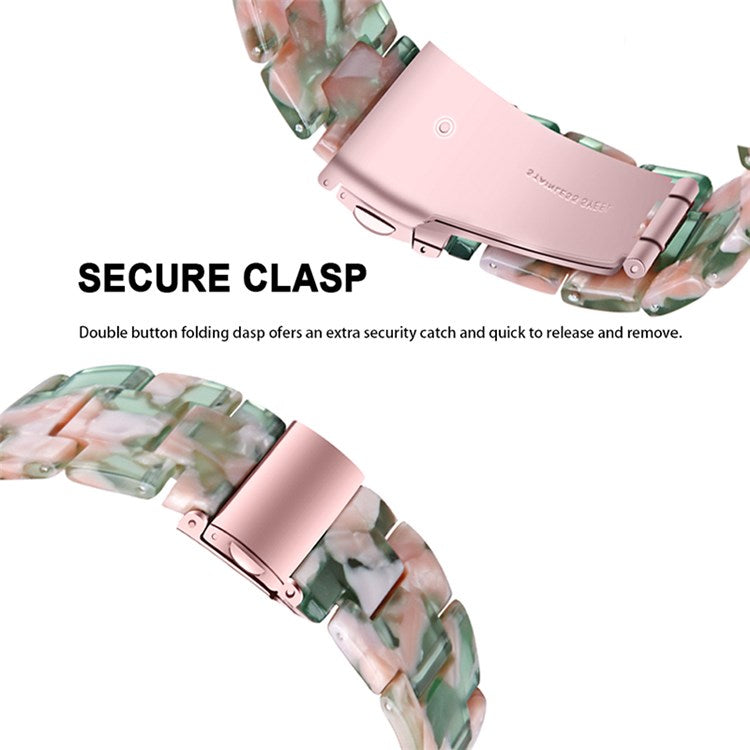 For Fossil Gen 5 Carlyle/Gen 5 Julianna/Gen 5 Garrett/Gen 5 Carlyle HR 22mm Watch Strap Stylish Replacement Resin Wrist Band - Pink/Green