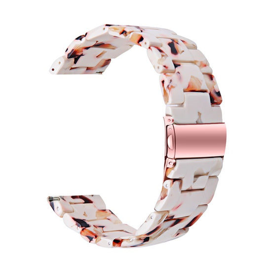 For Fossil Gen 5 Carlyle/Gen 5 Julianna/Gen 5 Garrett/Gen 5 Carlyle HR 22mm Watch Strap Stylish Replacement Resin Wrist Band - Nougat Pattern