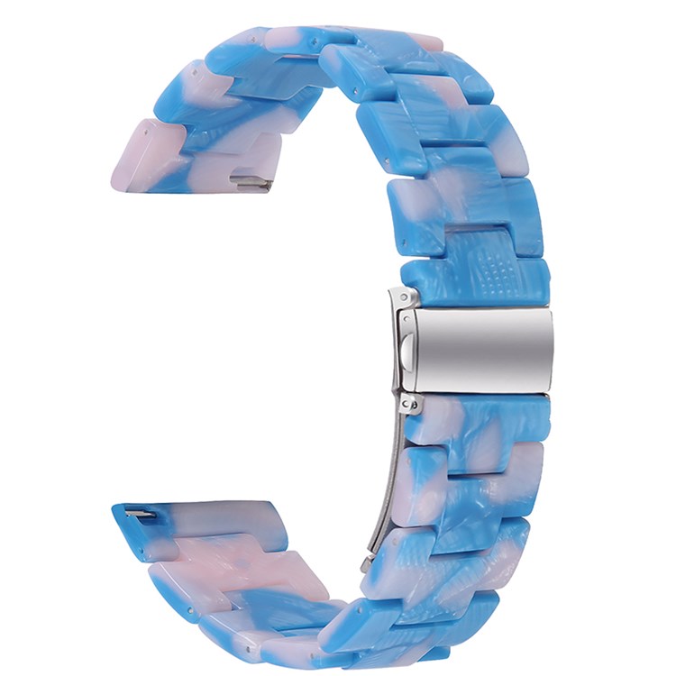 For Fossil Gen 5 Carlyle/Gen 5 Julianna/Gen 5 Garrett/Gen 5 Carlyle HR 22mm Watch Strap Stylish Replacement Resin Wrist Band - Blue/Pink