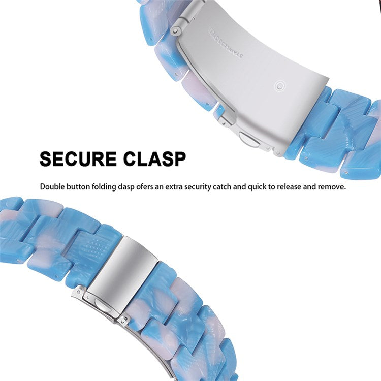 For Fossil Gen 5 Carlyle/Gen 5 Julianna/Gen 5 Garrett/Gen 5 Carlyle HR 22mm Watch Strap Stylish Replacement Resin Wrist Band - Blue/Pink