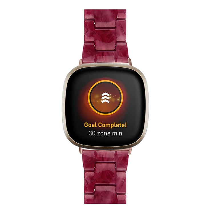 For Fitbit Versa 3/Fitbit Sense Fashionable Resin Watch Strap Replacement Wristband with Stainless Steel Buckle - Marble/Red