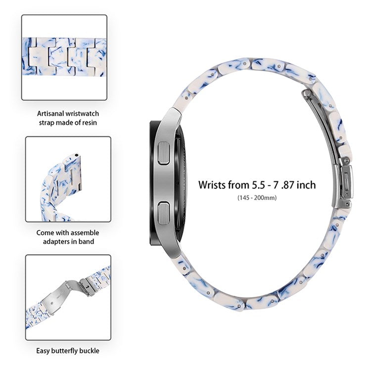 For Huami Amazfit GTR 47mm/Pace/Stratos/Stratos 2/Youth Edition 22mm Fashionable 3 Beads Resin Watch Strap Replacement Wrist Band - Blue/White