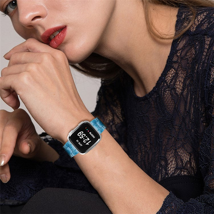 For Fitbit Versa 2/Fitbit Versa/Versa Lite/Versa SE Watch Band Stylish Resin 22.5mm Wrist Strap Smart Watch Replacement Part - Blue Marble