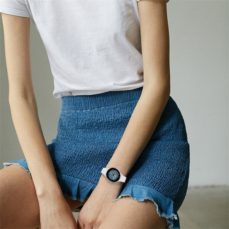 For LG Watch Sport Wear-resistant Cowhide Leather Watch Band Watch Strap with Stainless Steel Buckle - White