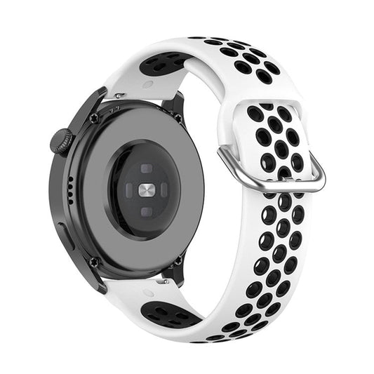 For Pebble Time Round/Pebble 2 Bi-Color Silicone Breathable Holes Design Watch Band Watch Strap - White/Black