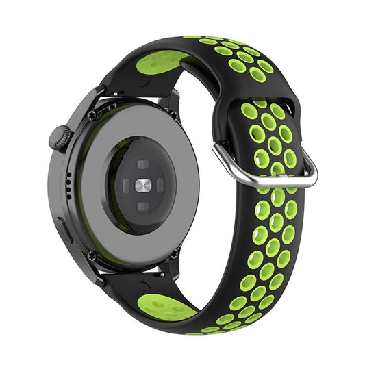 For Pebble Time Round/Pebble 2 Bi-Color Silicone Breathable Holes Design Watch Band Watch Strap - Black/Mint Green