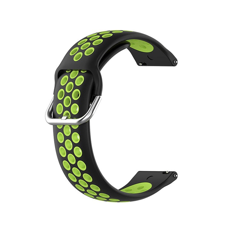 For Pebble Time Round/Pebble 2 Bi-Color Silicone Breathable Holes Design Watch Band Watch Strap - Black/Mint Green