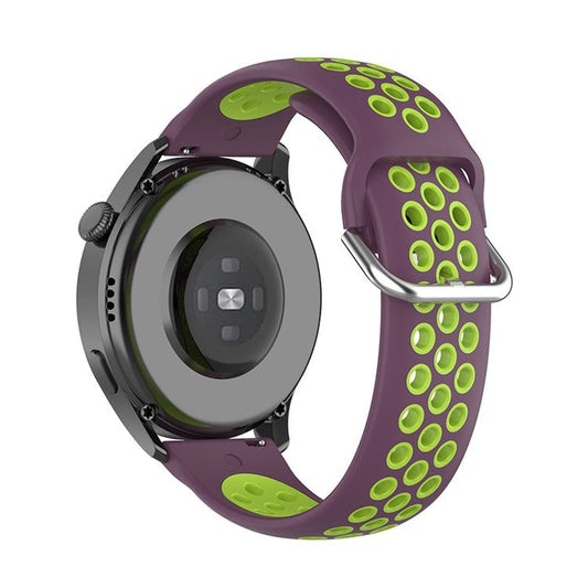For TicWatch Pro/GTX Bi-Color Silicone Watch Band Watch Strap with Breathable Holes - Purple/Mint Green