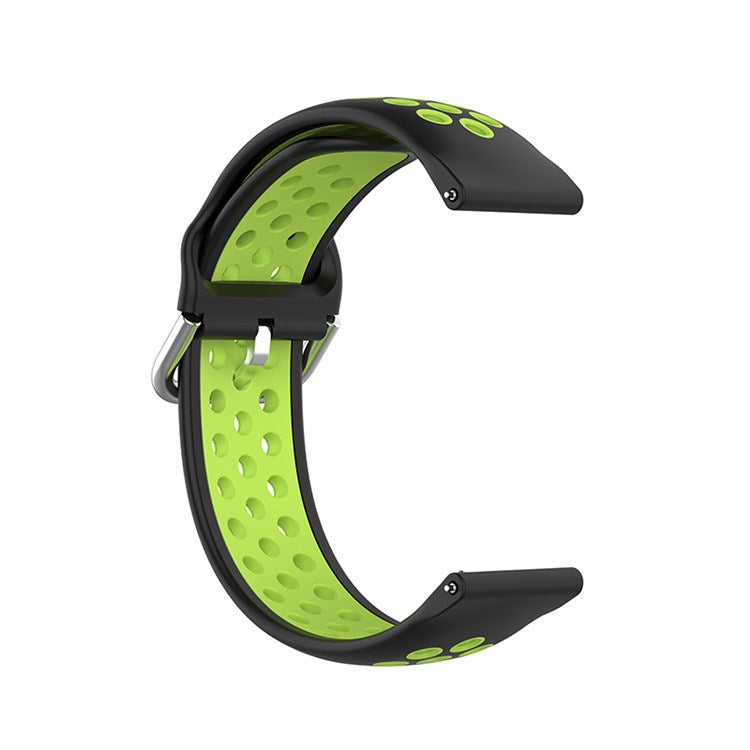 For TicWatch Pro/GTX Bi-Color Silicone Watch Band Watch Strap with Breathable Holes - Black/Mint Green