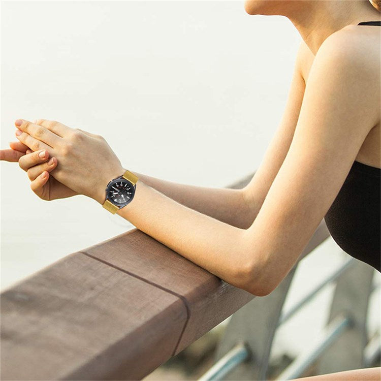 For Pebble Time Round/Pebble 2 Milanese Stainless Steel Replacement Strap Smart Watch Band - Gold