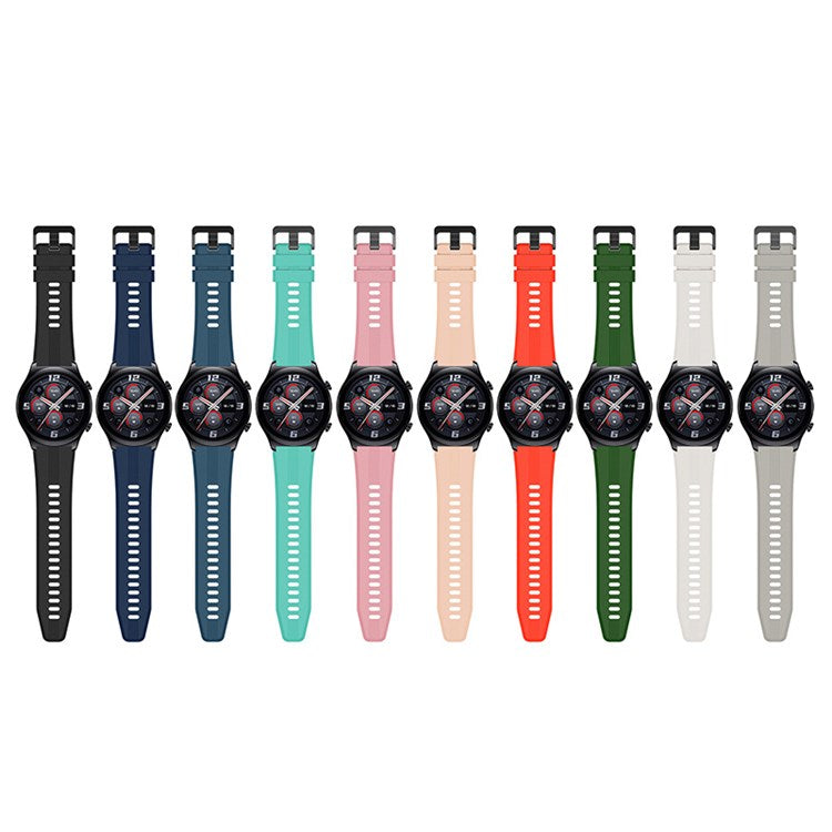 For Honor Watch GS3 Stripe Design Silicone Watch Strap 22mm Replacement Wrist Band with Stainless Steel Buckle - Green