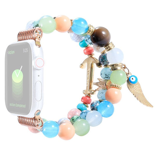 For Apple Watch Series 10 42mm / 9 8 7 41mm / 6 5 4 SE SE (2022) SE (2023) 40mm / 3 2 1 38mm Watch Band Colorful Bead Decorated Bracelet Smart Watch Replacement Strap for Women Girls - Multi-Color
