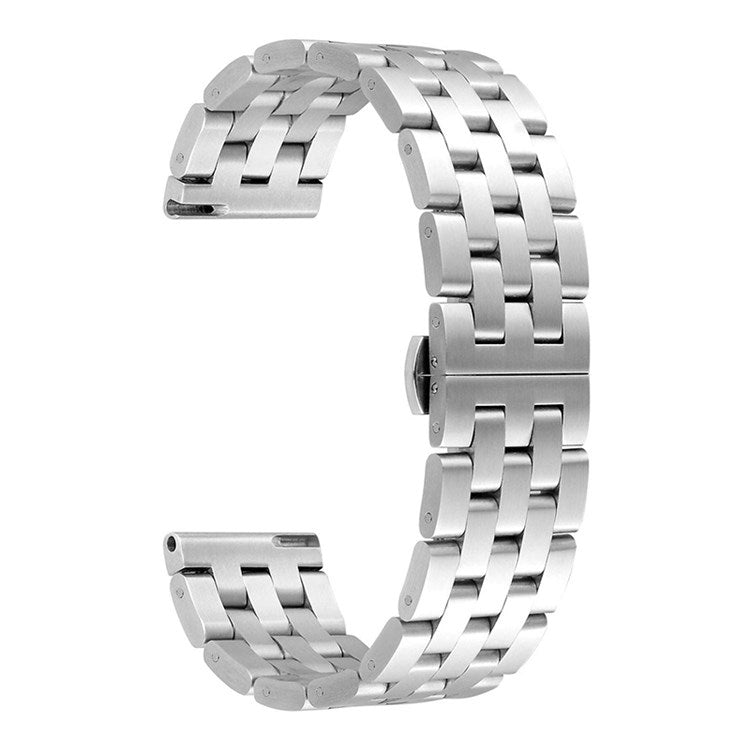 For Fossil Gen 5E 42mm/Gen 6 42mm/Q Venture Gen 4 HR Stainless Steel 18mm Replacement Strap 5 Beads Design Smartwatch Band - Silver