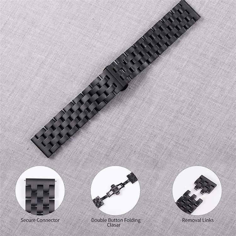 For Huawei Watch 1st Generation/Band S1/Watch Fit/TalkBand B5 18mm Stainless Steel 5 Beads Watch Band Replacement Wrist Strap - Black