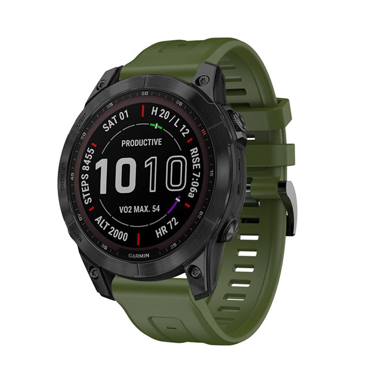 For Garmin Fenix 7 / Fenix 6 Pro / 5 / Amazfit Falcon Armband Silicone Watch Strap with Buckle - Army Green