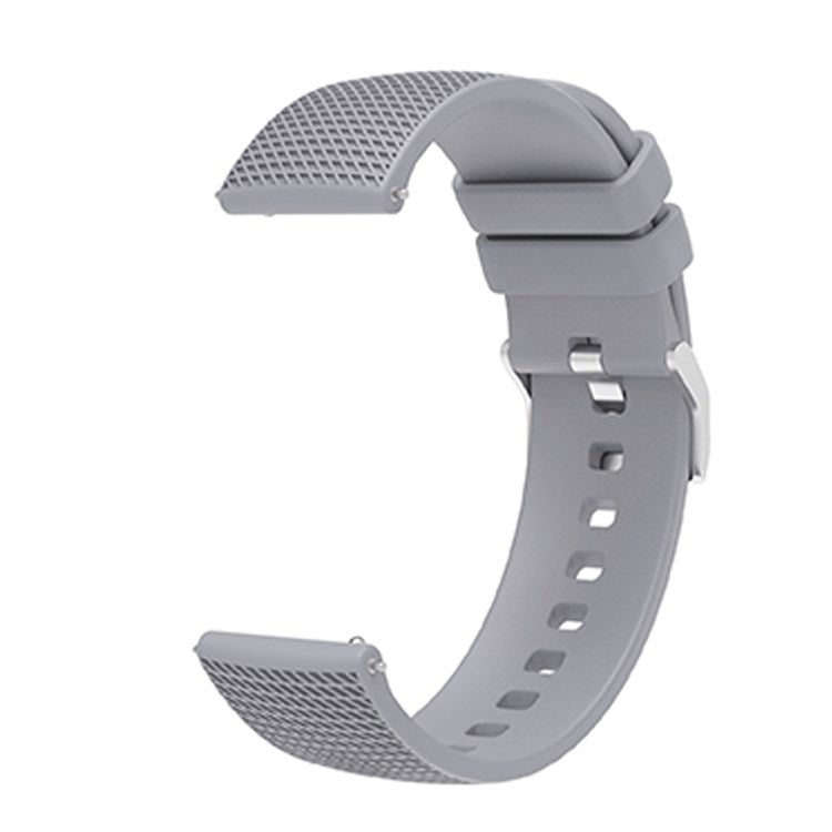 For Huawei TalkBand B5 Grid Design Soft Silicone Watch Band 18mm Replacement Strap with Silver Buckle - Grey