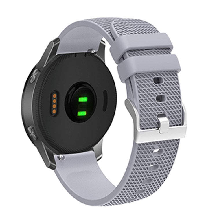 For Huawei TalkBand B5 Grid Design Soft Silicone Watch Band 18mm Replacement Strap with Silver Buckle - Grey