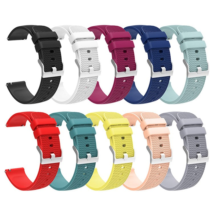 For Huawei TalkBand B5 Grid Design Soft Silicone Watch Band 18mm Replacement Strap with Silver Buckle - Navy Blue