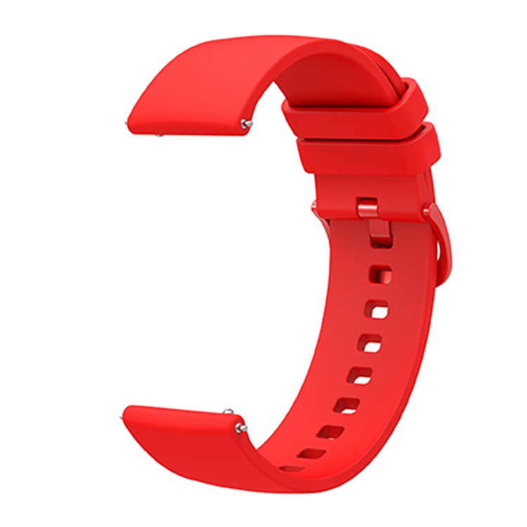 Universal 20mm Solid Color Silicone Replacement Smartwatch Band Adjustable Wrist Strap - Red