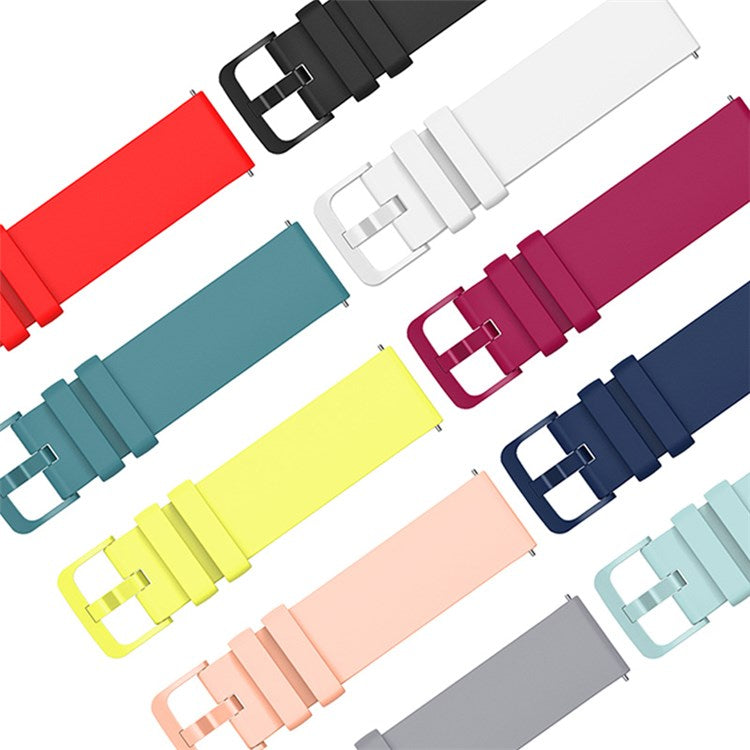Universal 20mm Solid Color Silicone Replacement Smartwatch Band Adjustable Wrist Strap - Red