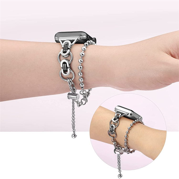 For Apple Watch Series 10 42mm / 9 8 7 41mm / 6 5 4 SE SE (2022) SE (2023) 40mm / 3 2 1 38mm Watch Band Stainless Steel Bracelet Wristband Strap - Silver / Black
