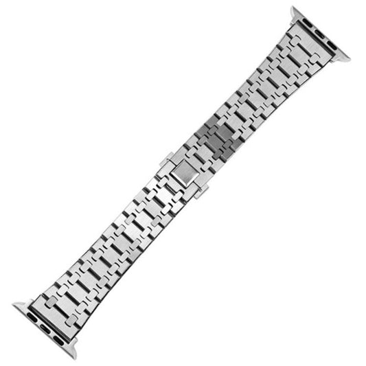 For Apple Watch Series 10 46mm / Ultra 2 Ultra 49mm / 9 8 7 45mm / SE (2023) SE (2022) SE 6 5 4 44mm / 3 2 1 42mm Stylish Stainless Steel Smart Watch Band Wrist Strap - Silver