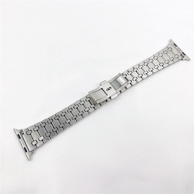 For Apple Watch Series 10 46mm / Ultra 2 Ultra 49mm / 9 8 7 45mm / SE (2023) SE (2022) SE 6 5 4 44mm / 3 2 1 42mm Stylish Stainless Steel Smart Watch Band Wrist Strap - Silver