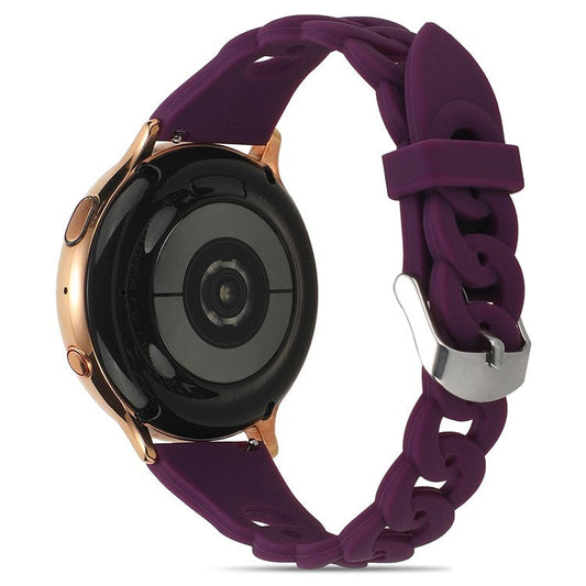 For Garmin Venu 2 Plus/Samsung Galaxy Watch4 Silicone Watch Band 20mm Universal Circle Design Replacement Wrist Strap - Purple