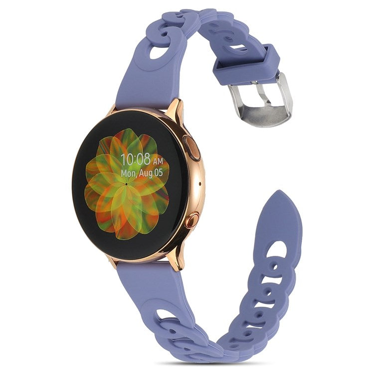 For Garmin Venu 2/Samsung Gear S3 Classic Circle Design Adjustable Silicone Strap 22mm Universal Replacement Watch Band - Light Purple