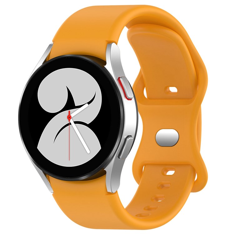 For Samsung Galaxy Watch 4/Watch 4 Classic Silicone Watch Band 20mm Quick Release Wrist Strap with Butterfly Buckle for Sports Watch - Yellow