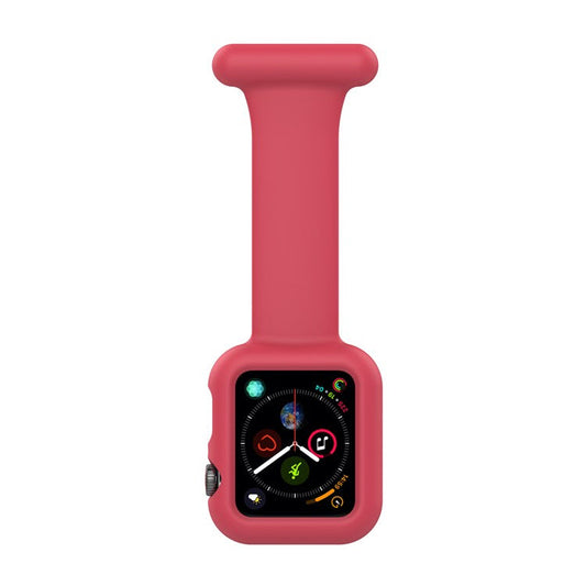 For Apple Watch Series 10 42mm / 9 8 7 41mm / 6 5 4 SE SE (2022) SE (2023) 40mm / 3 2 1 38mm Shockproof Silicone Smartwatch Frame Protector Watch Band Replacement - Red