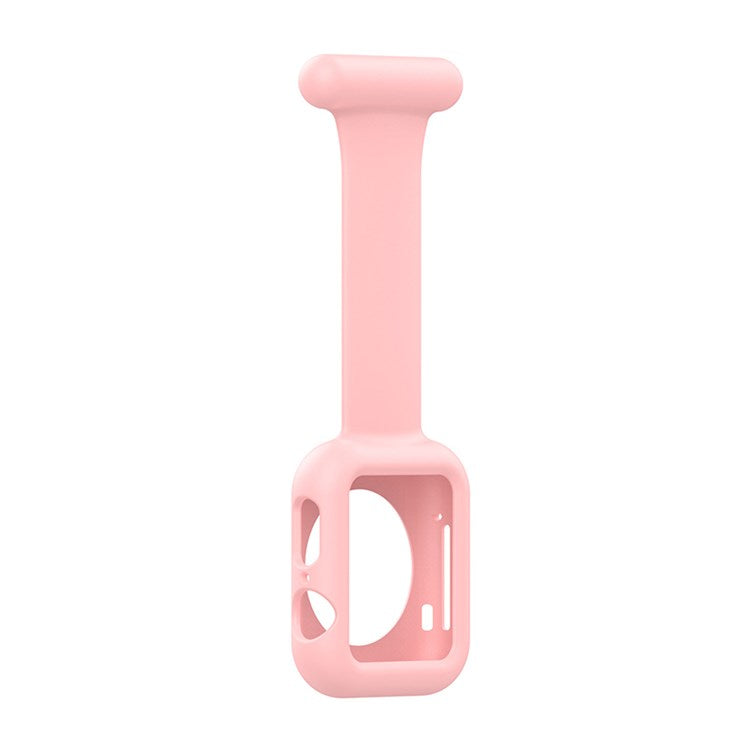 For Apple Watch Series 10 46mm / Ultra 2 Ultra 49mm / 9 8 7 45mm / SE (2023) SE (2022) SE 6 5 4 44mm / 3 2 1 42mm Impact-Resistant Silicone Watch Frame Protector Smart Watch Band - Pink